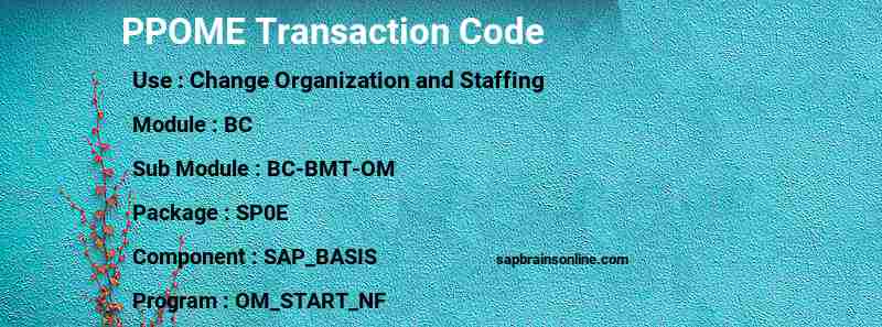 SAP PPOME transaction code
