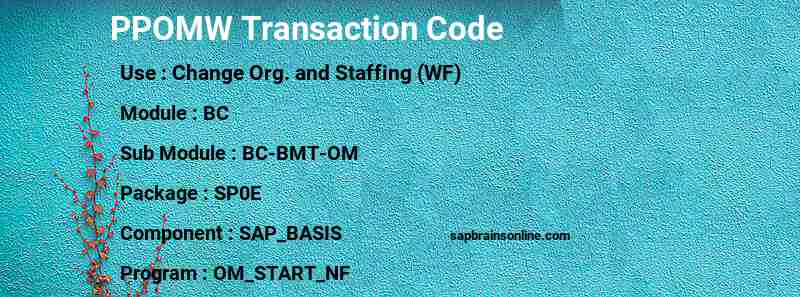 SAP PPOMW transaction code