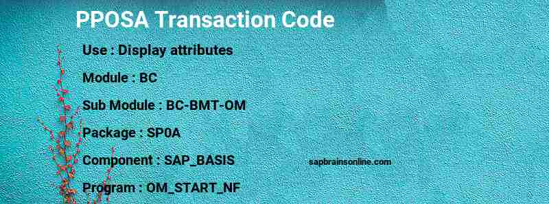 SAP PPOSA transaction code