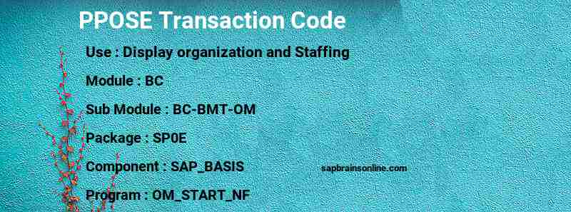 SAP PPOSE transaction code