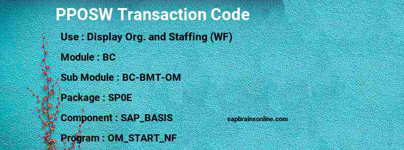 SAP PPOSW transaction code