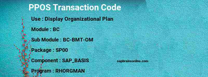 SAP PPOS transaction code