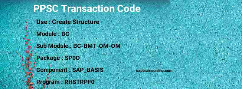 SAP PPSC transaction code