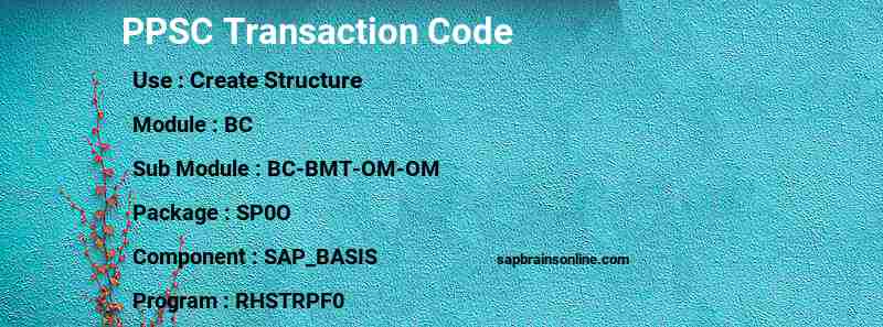 SAP PPSC transaction code