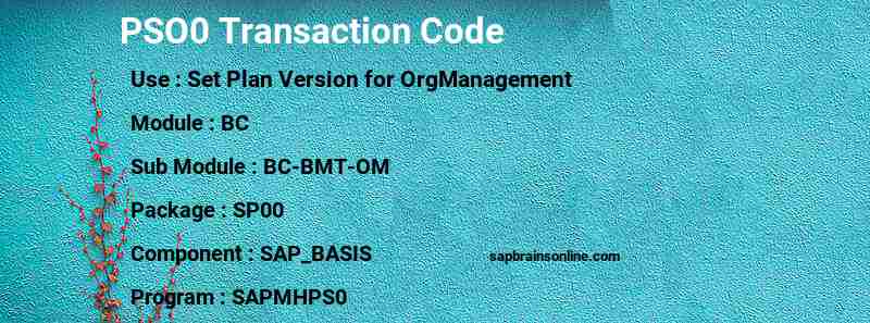 SAP PSO0 transaction code