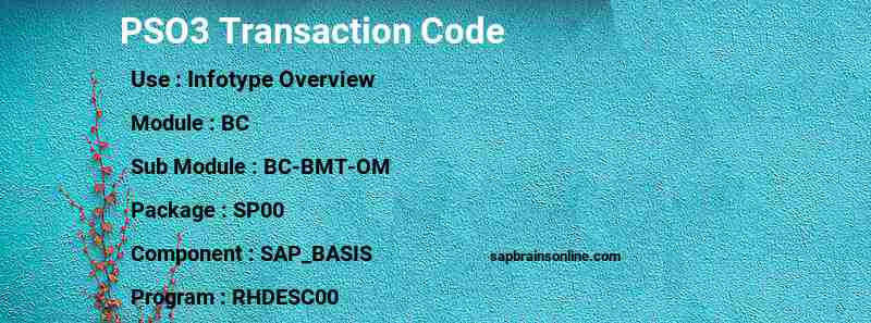 SAP PSO3 transaction code