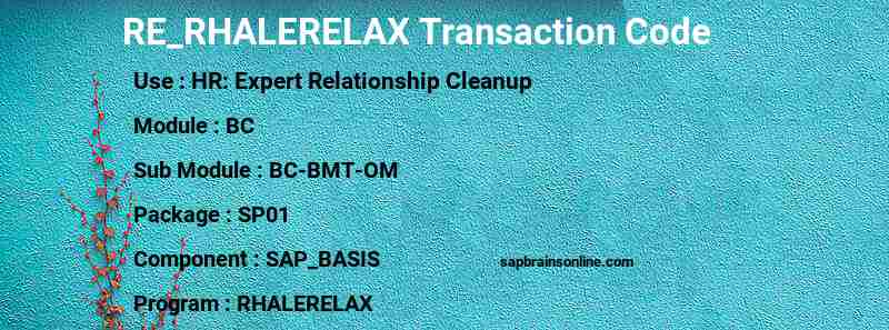 SAP RE_RHALERELAX transaction code