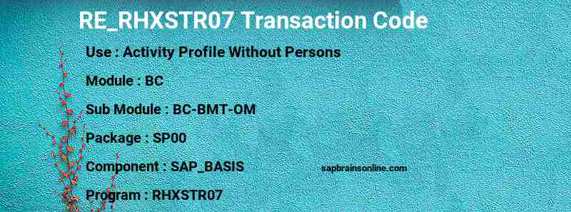 SAP RE_RHXSTR07 transaction code