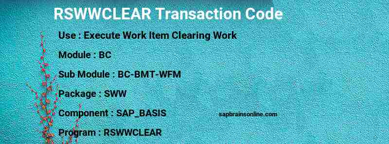 SAP RSWWCLEAR transaction code