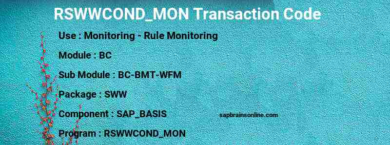 SAP RSWWCOND_MON transaction code