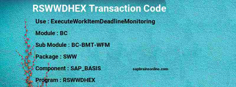 SAP RSWWDHEX transaction code