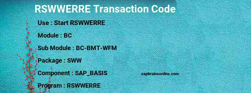 SAP RSWWERRE transaction code