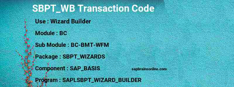 SAP SBPT_WB transaction code