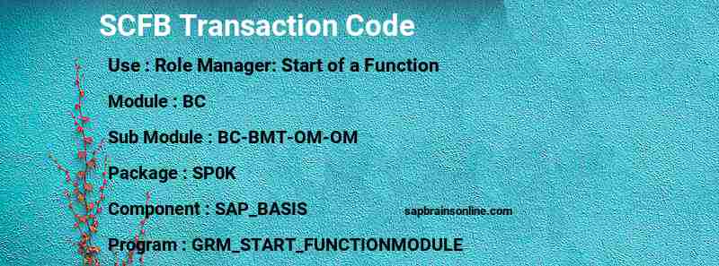 SAP SCFB transaction code