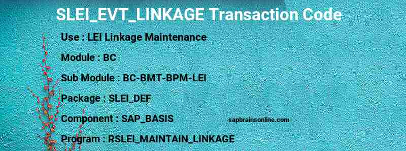 SAP SLEI_EVT_LINKAGE transaction code