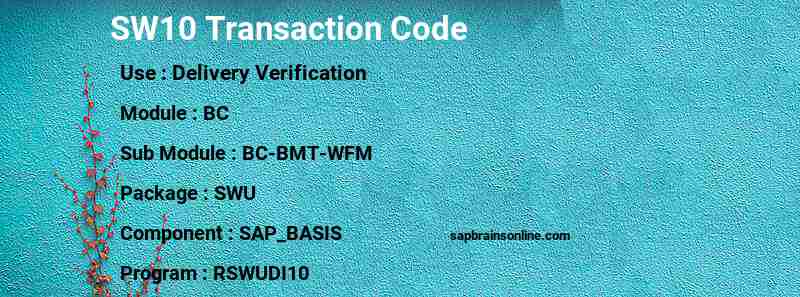 SAP SW10 transaction code