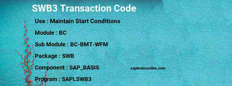 SAP SWB3 transaction code