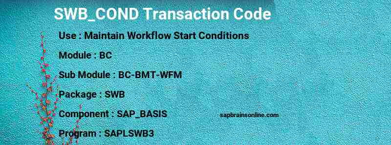 SAP SWB_COND transaction code