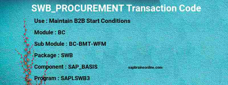 SAP SWB_PROCUREMENT transaction code