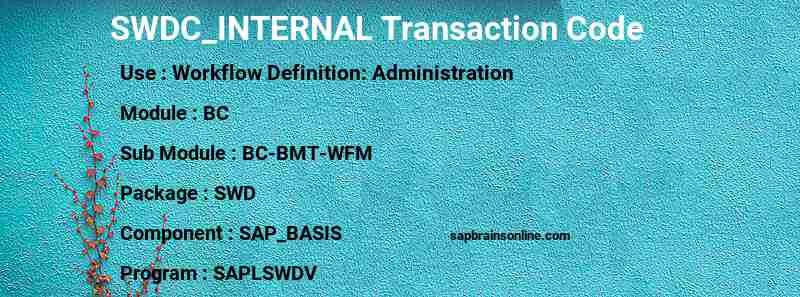SAP SWDC_INTERNAL transaction code