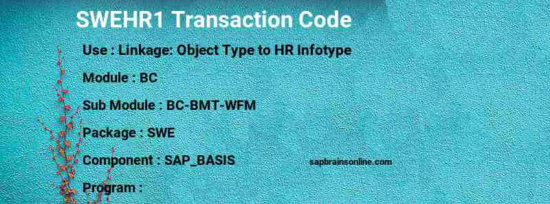 SAP SWEHR1 transaction code