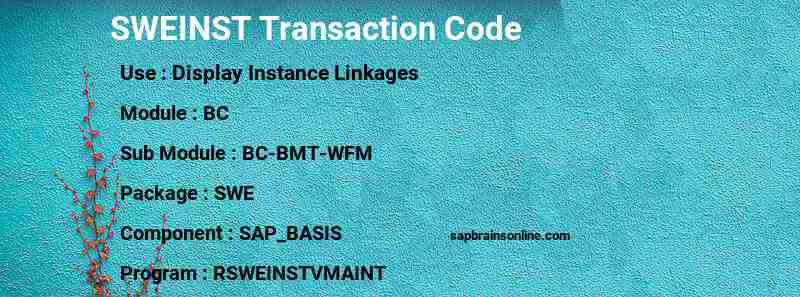 SAP SWEINST transaction code