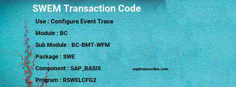 SAP SWEM transaction code