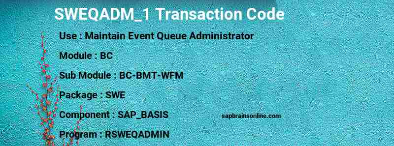 SAP SWEQADM_1 transaction code