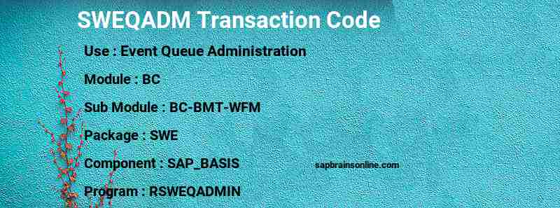SAP SWEQADM transaction code