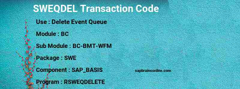 SAP SWEQDEL transaction code