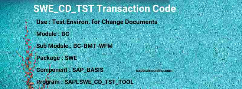 SAP SWE_CD_TST transaction code