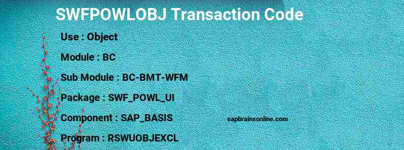 SAP SWFPOWLOBJ transaction code