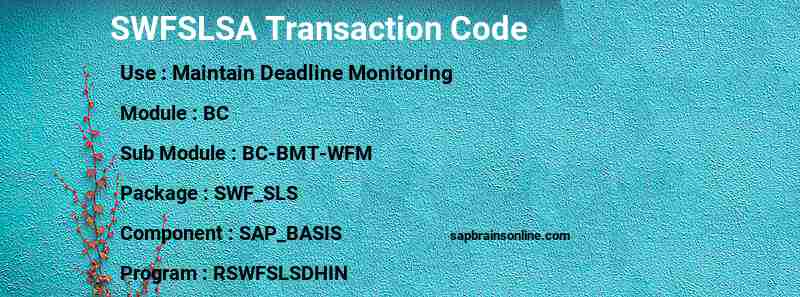 SAP SWFSLSA transaction code