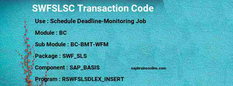SAP SWFSLSC transaction code