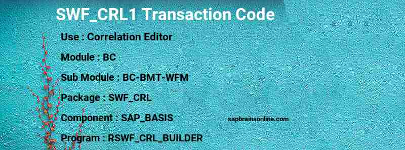 SAP SWF_CRL1 transaction code