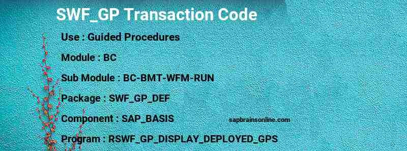 SAP SWF_GP transaction code