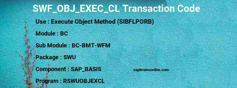 SAP SWF_OBJ_EXEC_CL transaction code