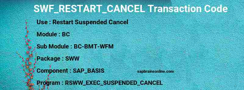 SAP SWF_RESTART_CANCEL transaction code