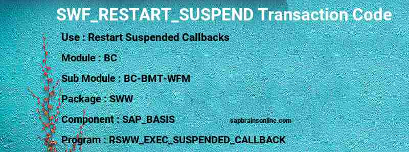 SAP SWF_RESTART_SUSPEND transaction code