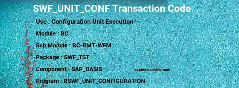 SAP SWF_UNIT_CONF transaction code