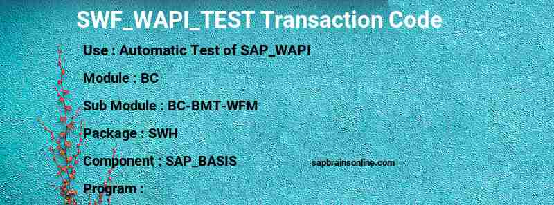 SAP SWF_WAPI_TEST transaction code