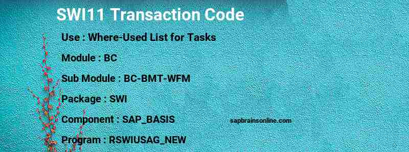 SAP SWI11 transaction code