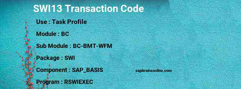SAP SWI13 transaction code