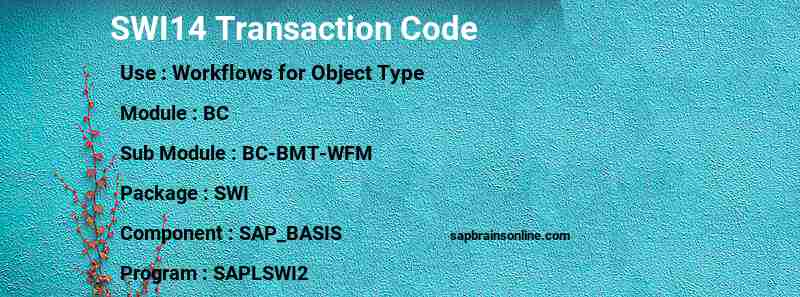 SAP SWI14 transaction code