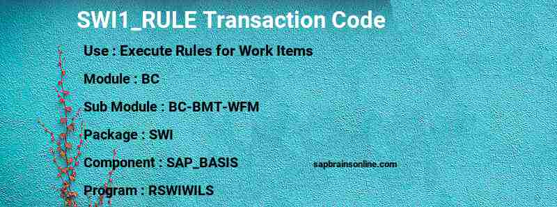 SAP SWI1_RULE transaction code