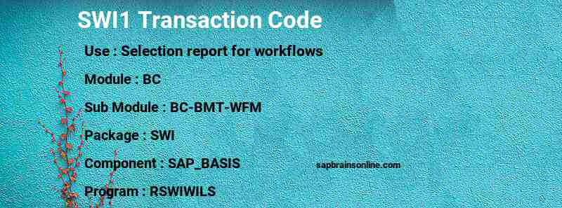 SAP SWI1 transaction code