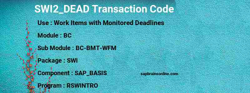 SAP SWI2_DEAD transaction code