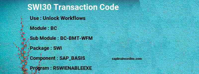 SAP SWI30 transaction code