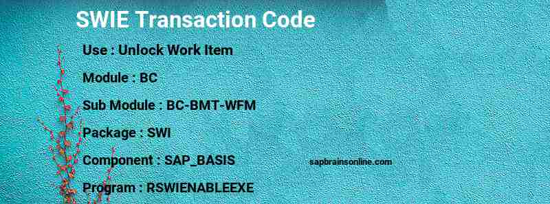SAP SWIE transaction code