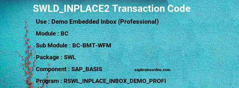 SAP SWLD_INPLACE2 transaction code